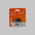 ADATA 256GB microSDXC UHS-I Class 10 memory card with SD adapter, front packaging