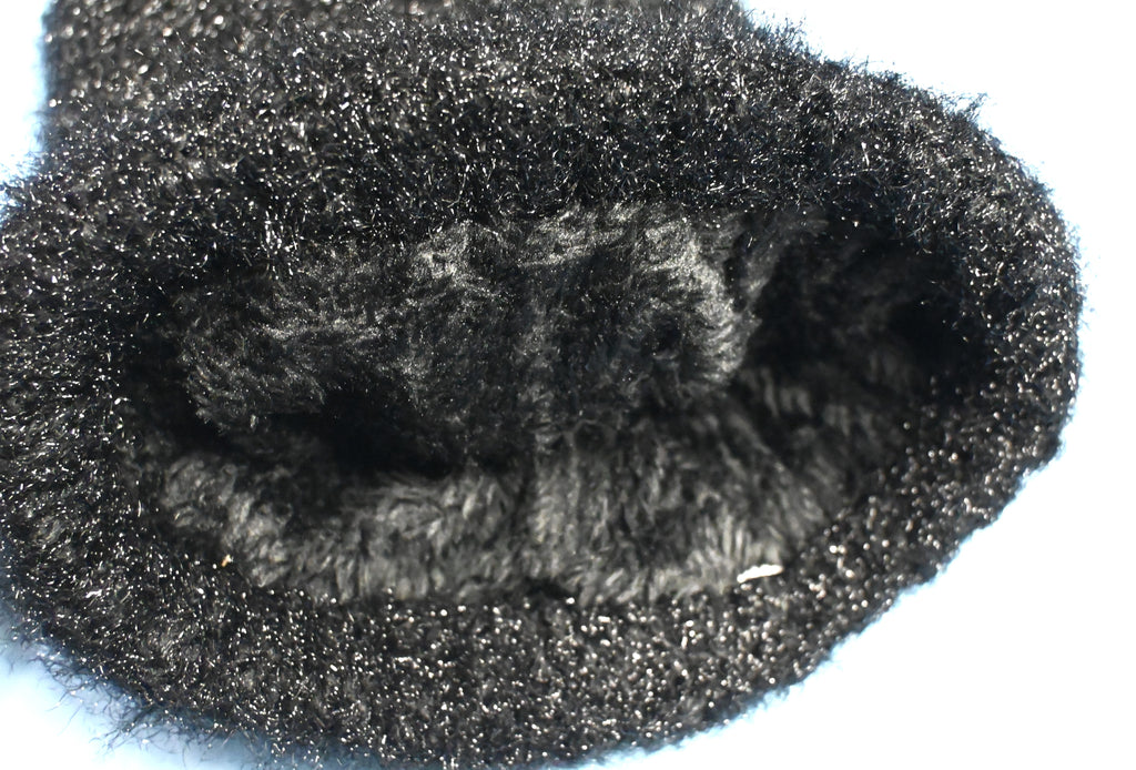Black Knit Pom Pom Beanie – Acrylic & Cotton Winter Hat