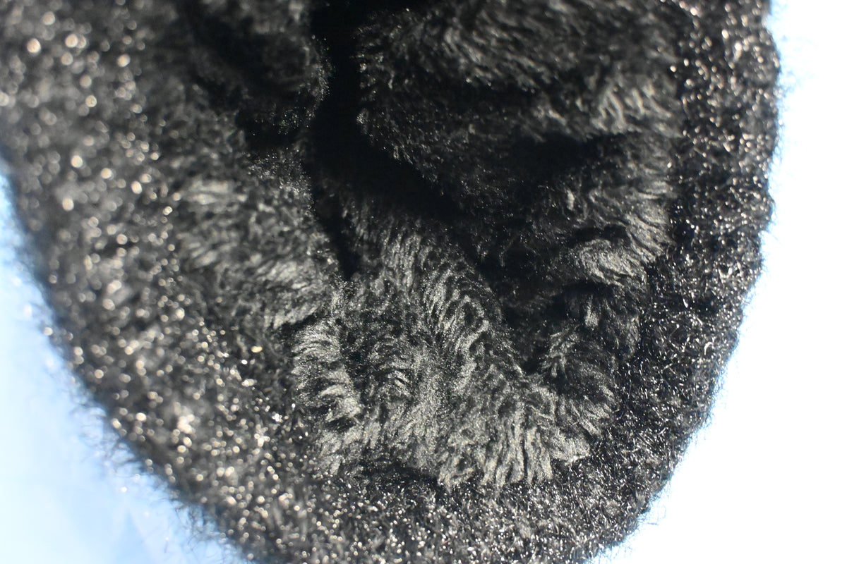 Black Knit Pom Pom Beanie – Acrylic & Cotton Winter Hat