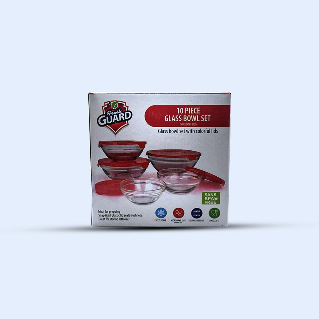 Fresh Guard 10-Piece Glass Food Storage Bowl Set with Lids