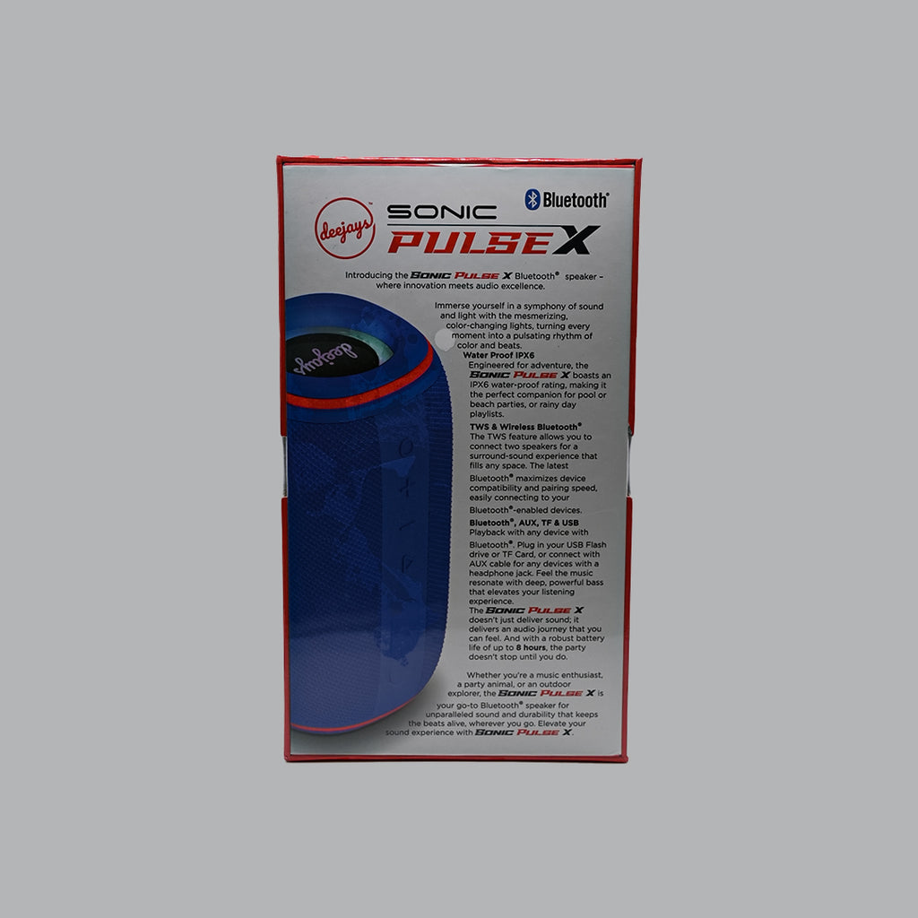 Deejays Sonic Pulse X SNC300N blue and red speaker specifications
