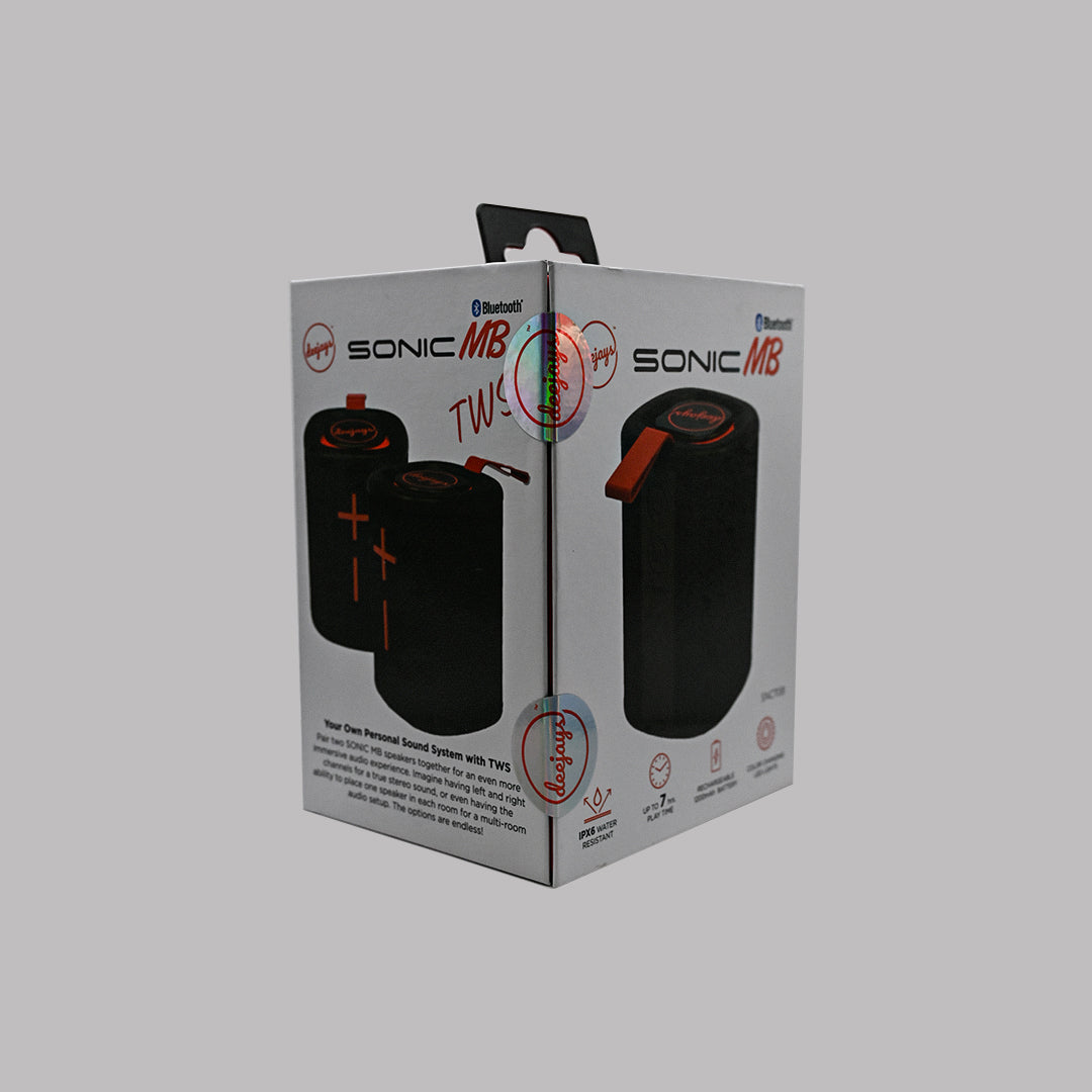 Deejays Sonic MB SNC70B Bluetooth speaker packaging side view