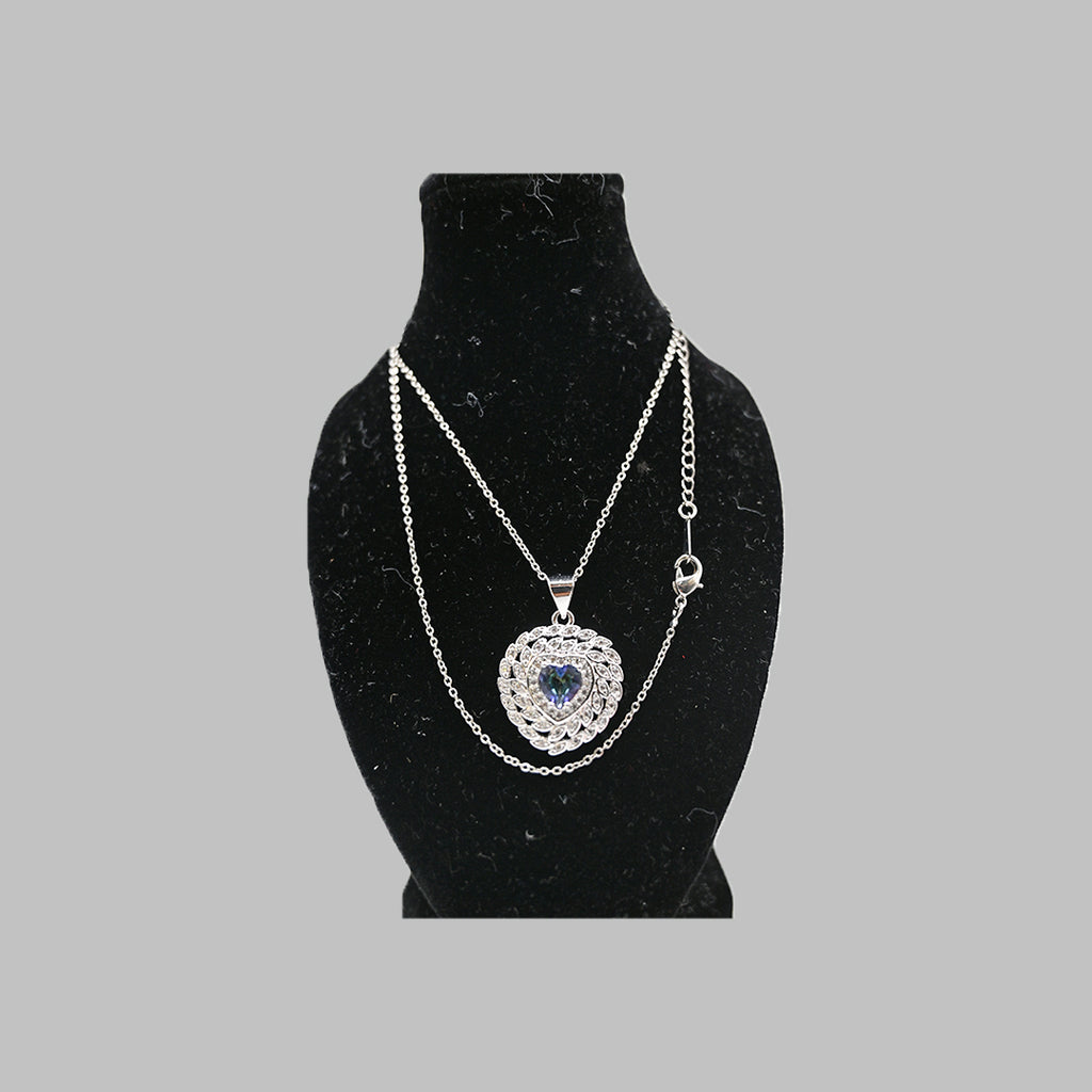 Silver-Tone Heart Jewelry Set – Necklace, Earrings & Ring
