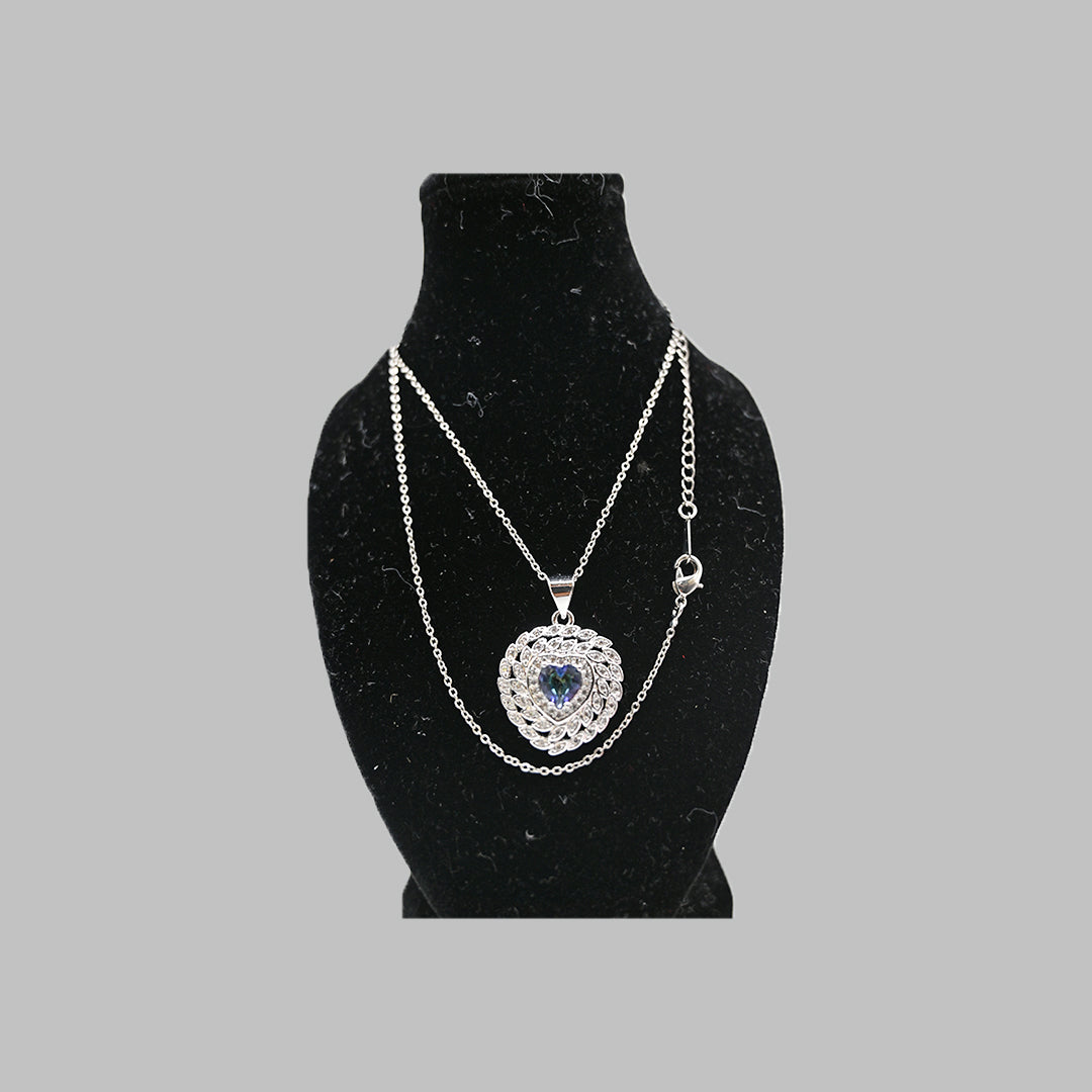Silver-Tone Heart Jewelry Set – Necklace, Earrings & Ring
