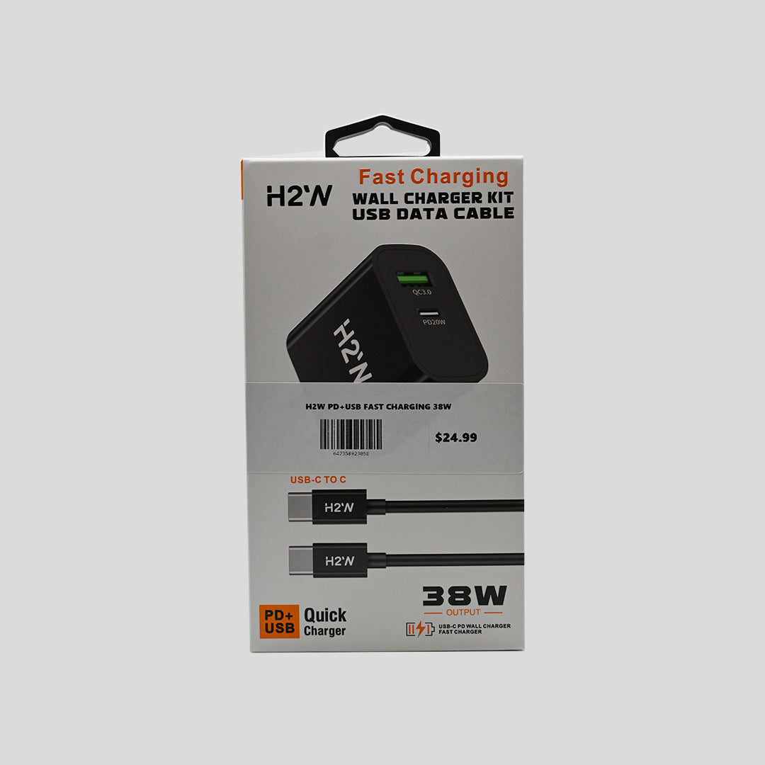 H2’N Dual-Port Wall Charger Kit with USB-C to USB-C Cable