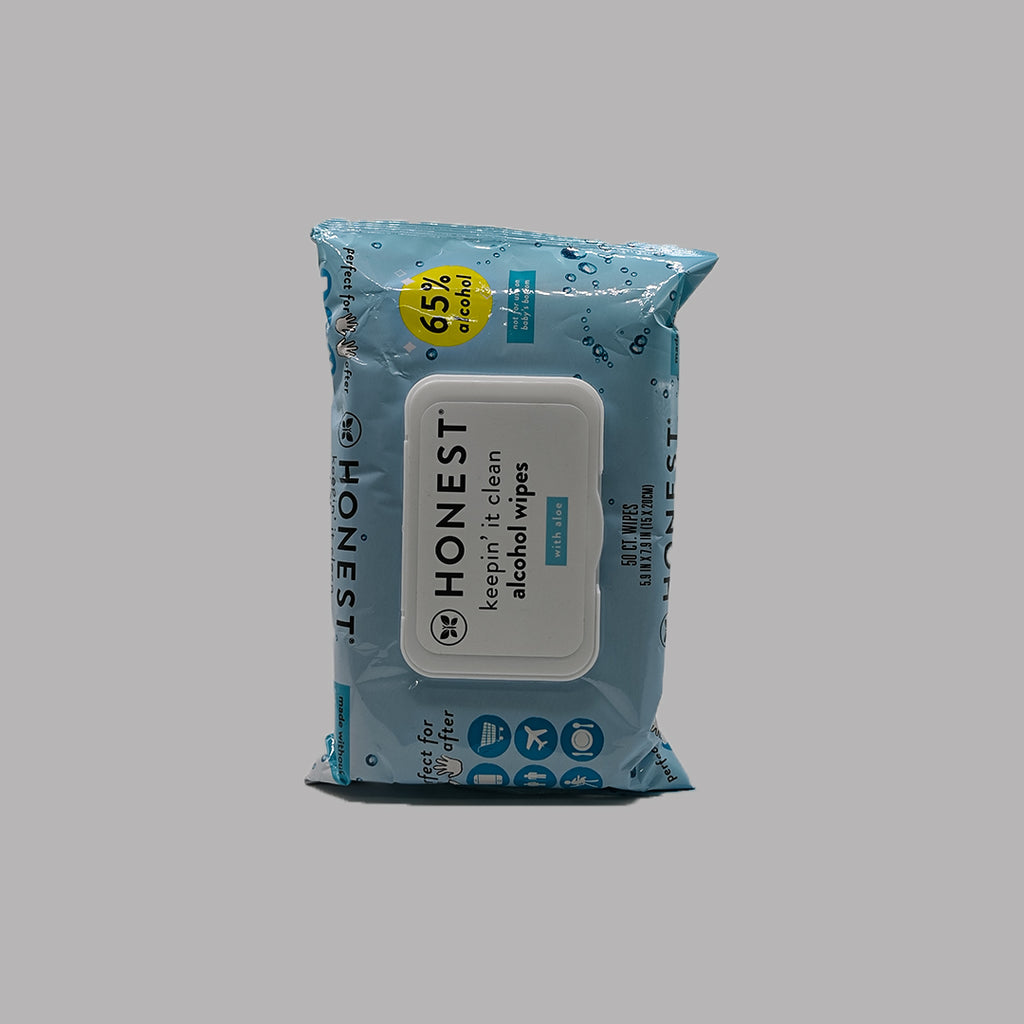 Honest alcohol wipes with aloe, 50 count