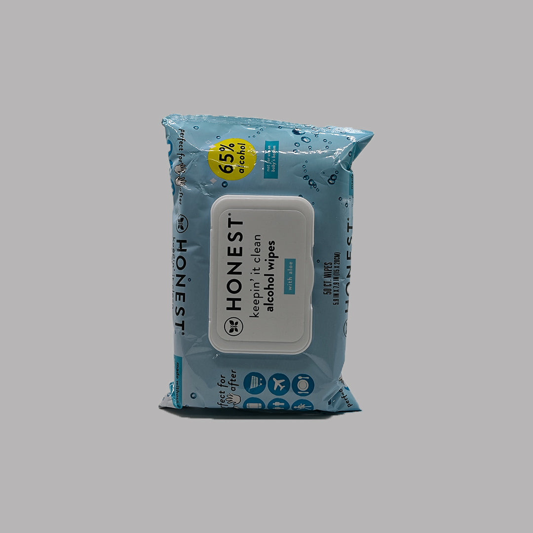 Honest alcohol wipes with aloe, 50 count