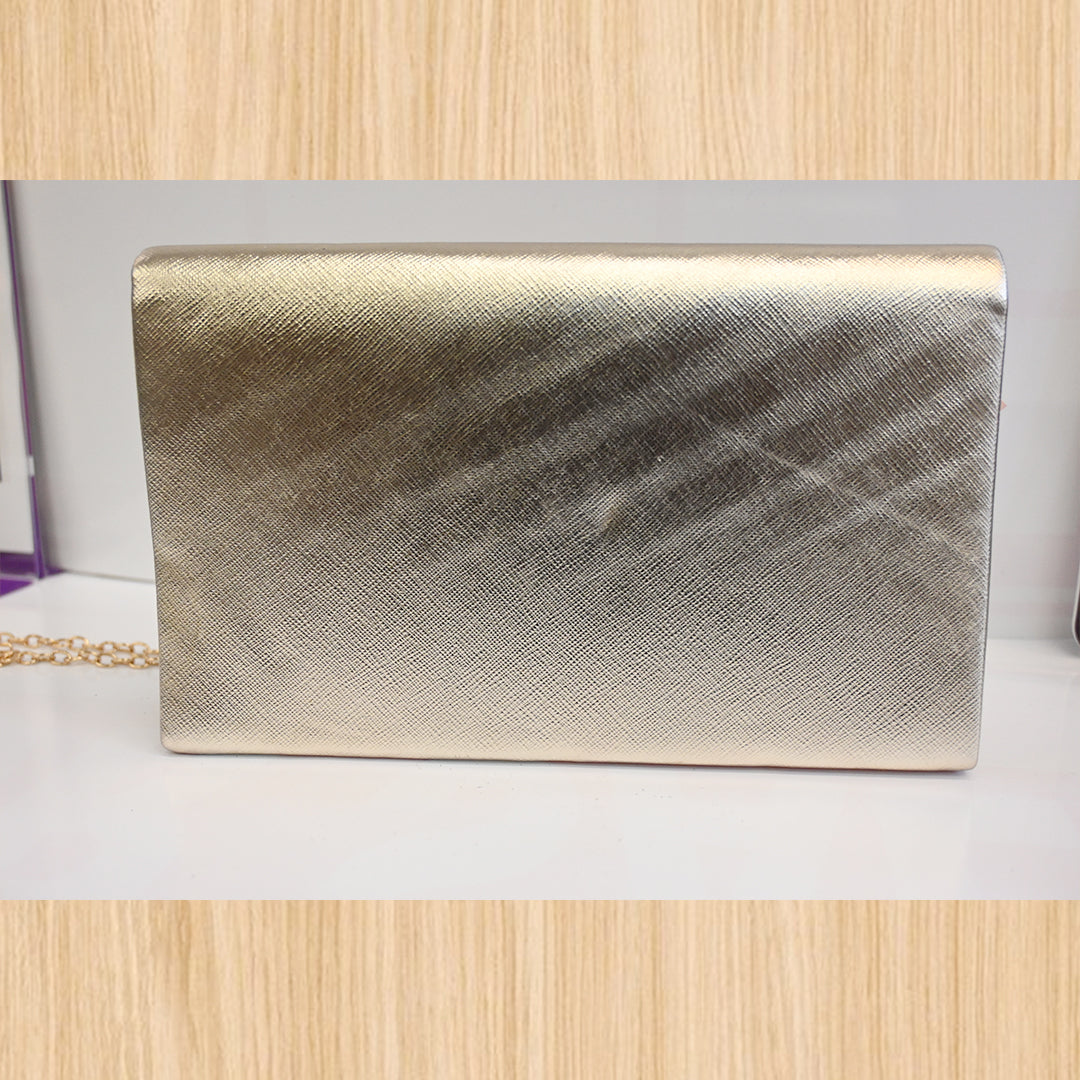 Women's Gold Rhinestone Evening Clutch Bag – Chain Shoulder Purse