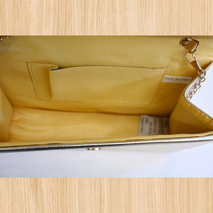Women's Gold Rhinestone Evening Clutch Bag – Chain Shoulder Purse