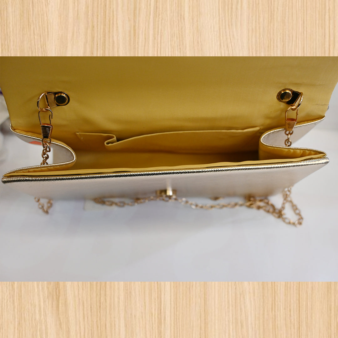 Women's Gold Rhinestone Evening Clutch Bag – Chain Shoulder Purse