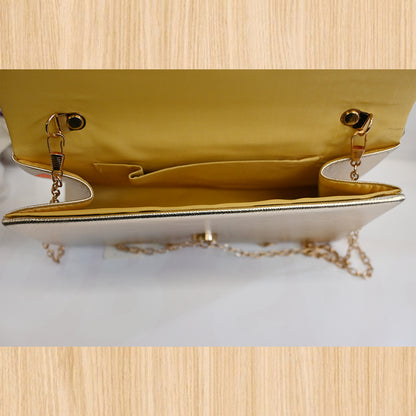 Women's Gold Rhinestone Evening Clutch Bag – Chain Shoulder Purse