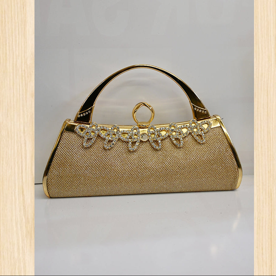 Women's Gold Rhinestone Evening Handbag – Elegant Party Clutch