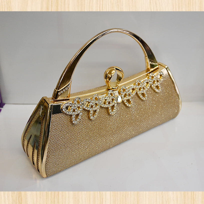 Women's Gold Rhinestone Evening Handbag – Elegant Party Clutch