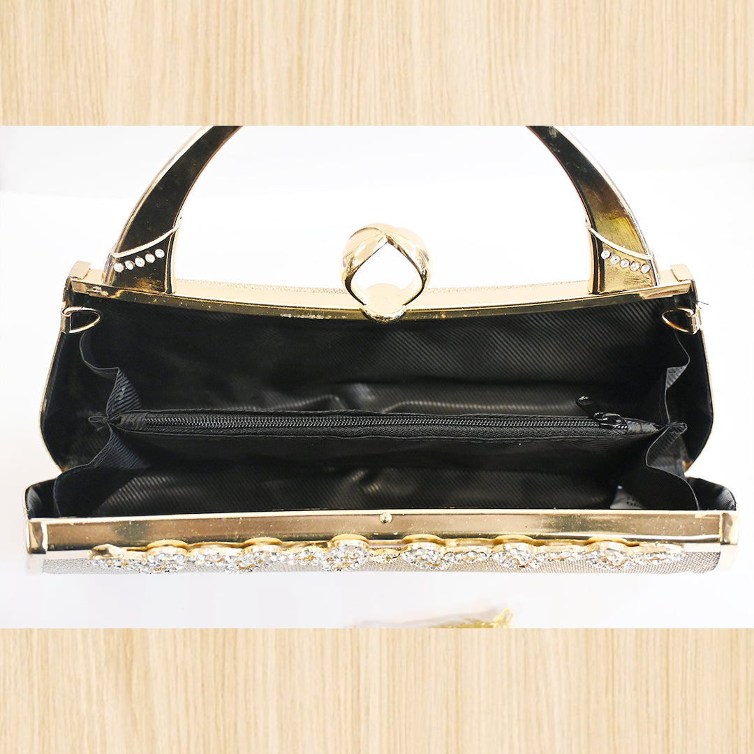 Women's Gold Rhinestone Evening Handbag – Elegant Party Clutch