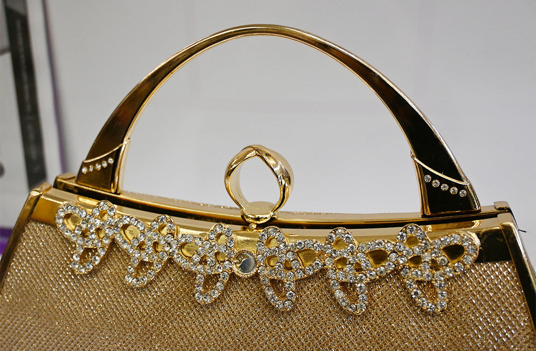 Women's Gold Rhinestone Evening Handbag – Elegant Party Clutch