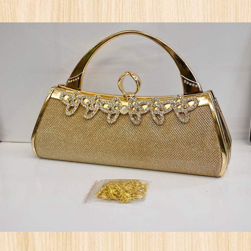 Women's Gold Rhinestone Evening Handbag – Elegant Party Clutch