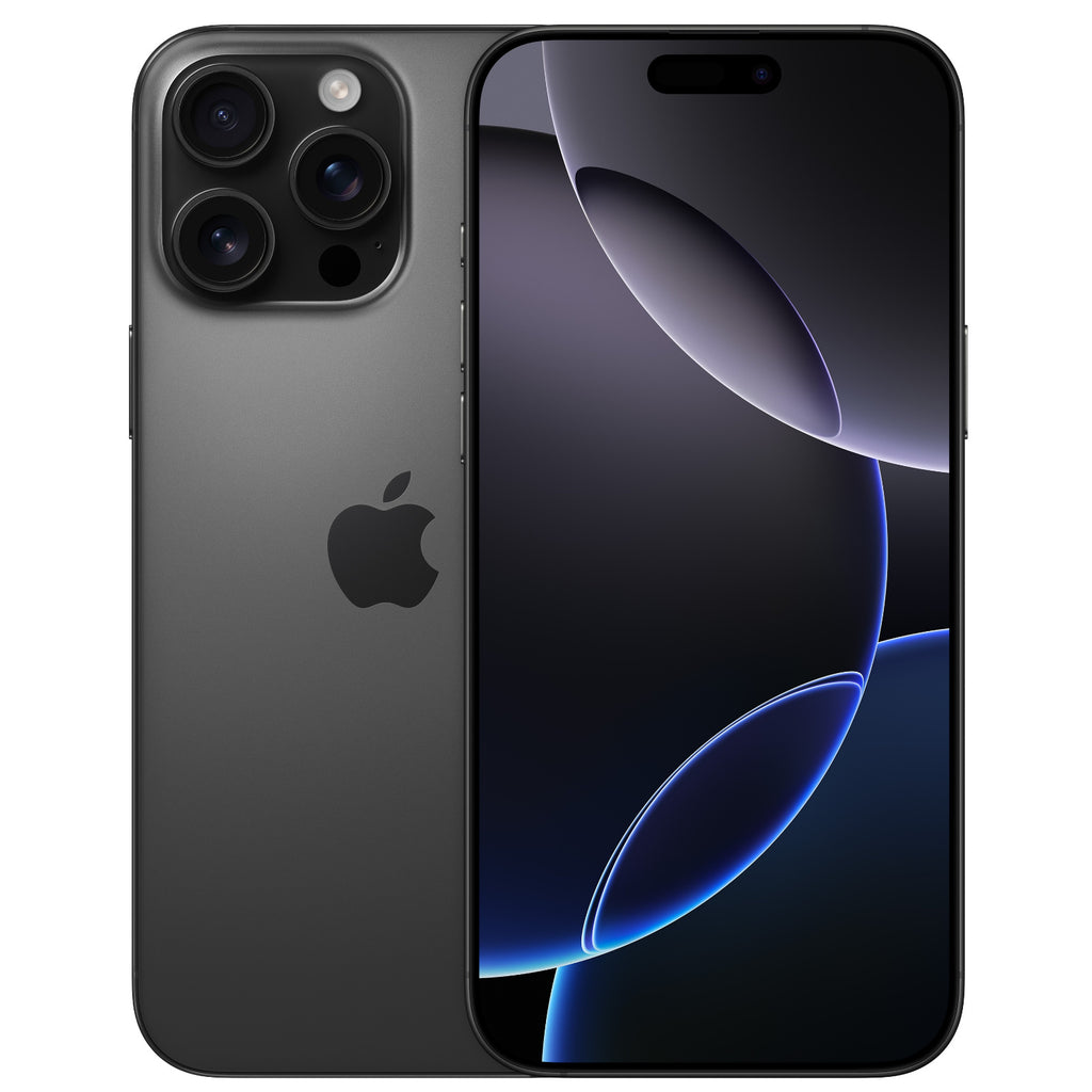 Complete iPhone 16 Pro Max Black front and back — reference image; actual Grade C condition varies