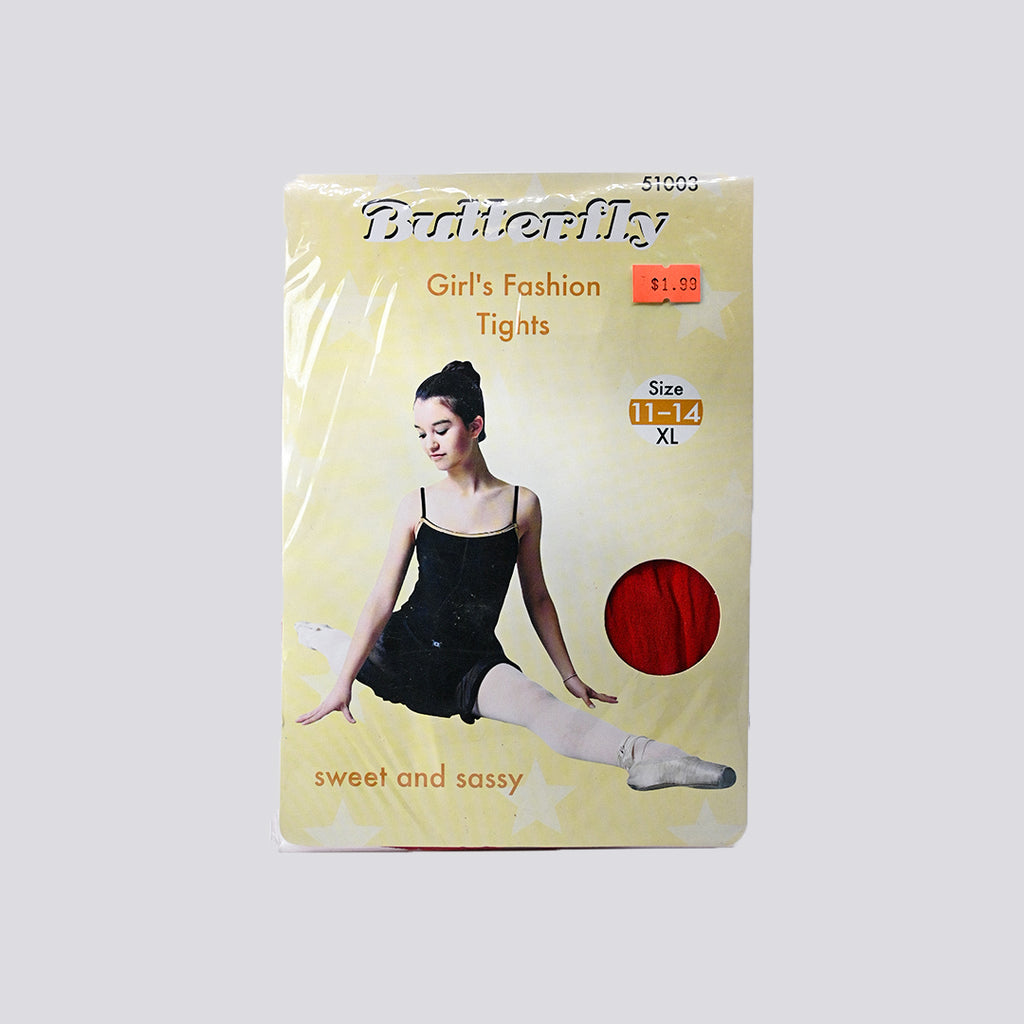 Butterfly red girls fashion tights XL front
