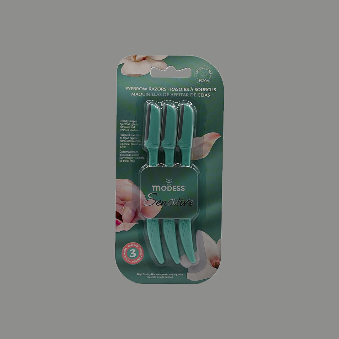 Modess Sensitive eyebrow razors 3 pack teal front