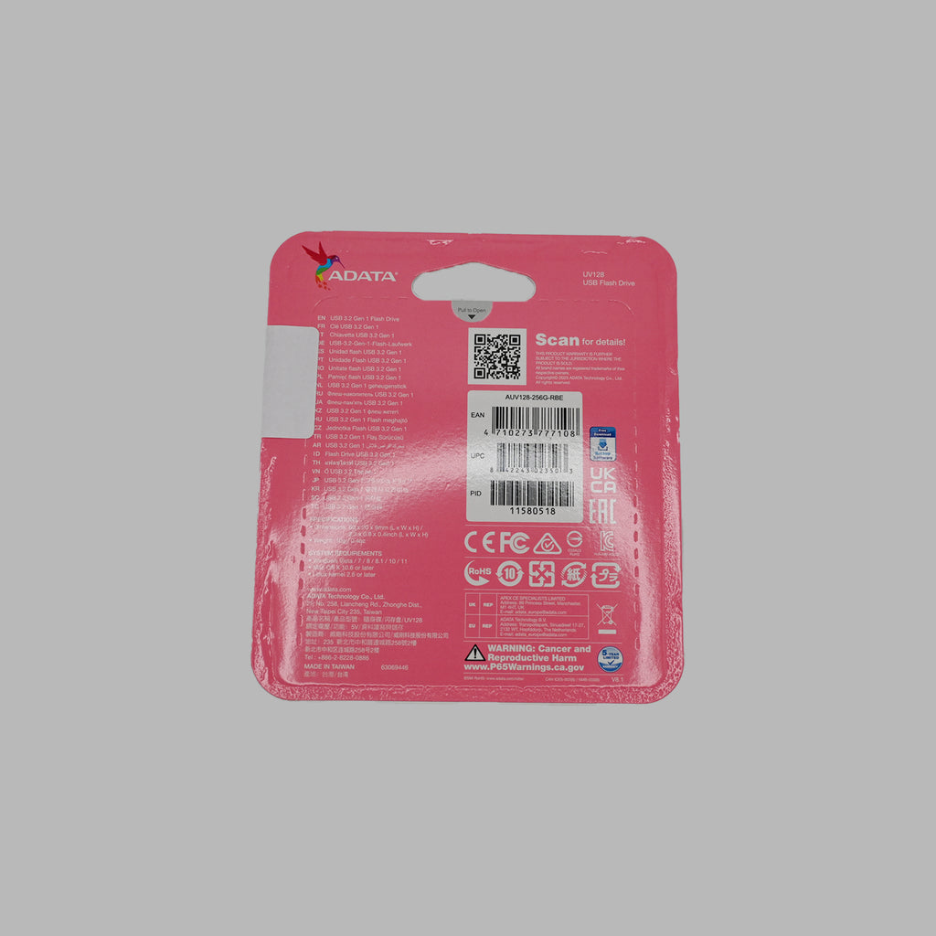 ADATA UV128 Unidad Flash USB 3.2 de 256GB – Almacenamiento Portátil de Alta Capacidad