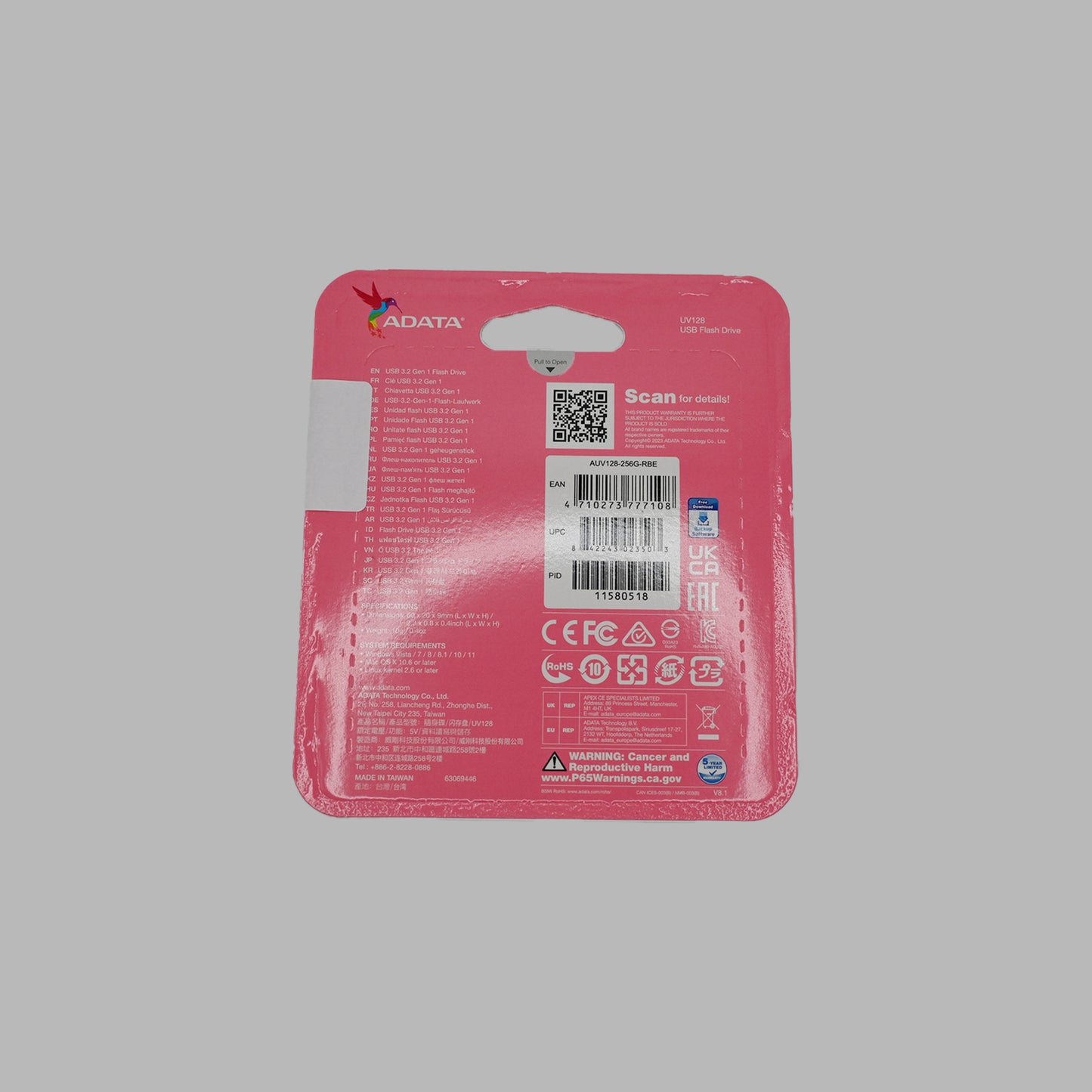 ADATA UV128 256GB USB 3.2 Flash Drive – High-Capacity Portable Storage