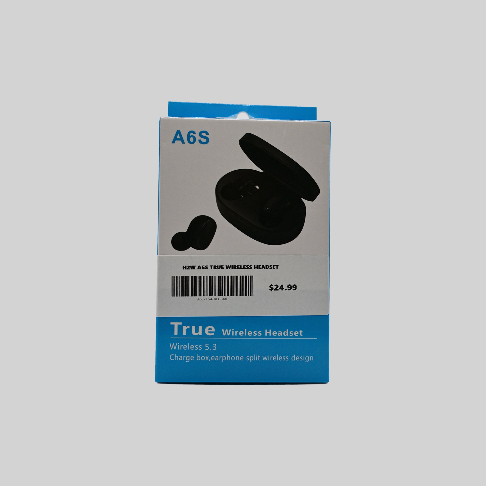 A6S True Wireless Bluetooth 5.3 Earbuds with Charging Case – Black