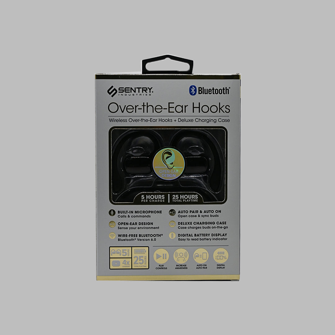 Sentry Over-the-Ear Hooks Wireless Bluetooth Earbuds with Charging Case