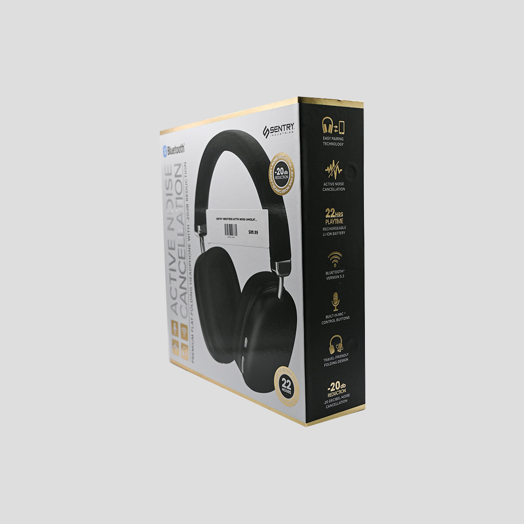Sentry BTA1000 black and silver headphones side packaging