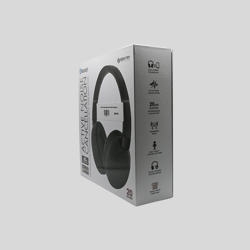 Sentry BTA2000 black ANC headphones packaging detail