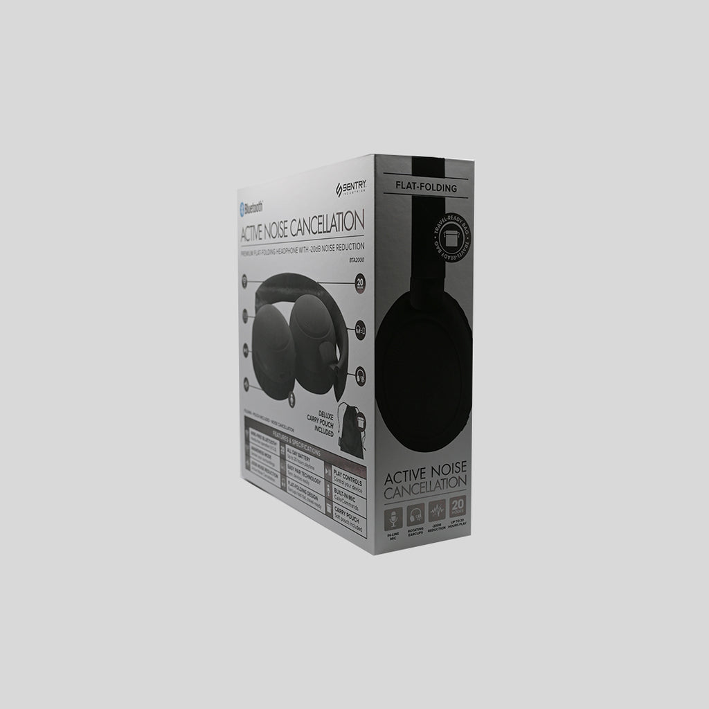 Sentry BTA2000 black ANC headphones packaging detail