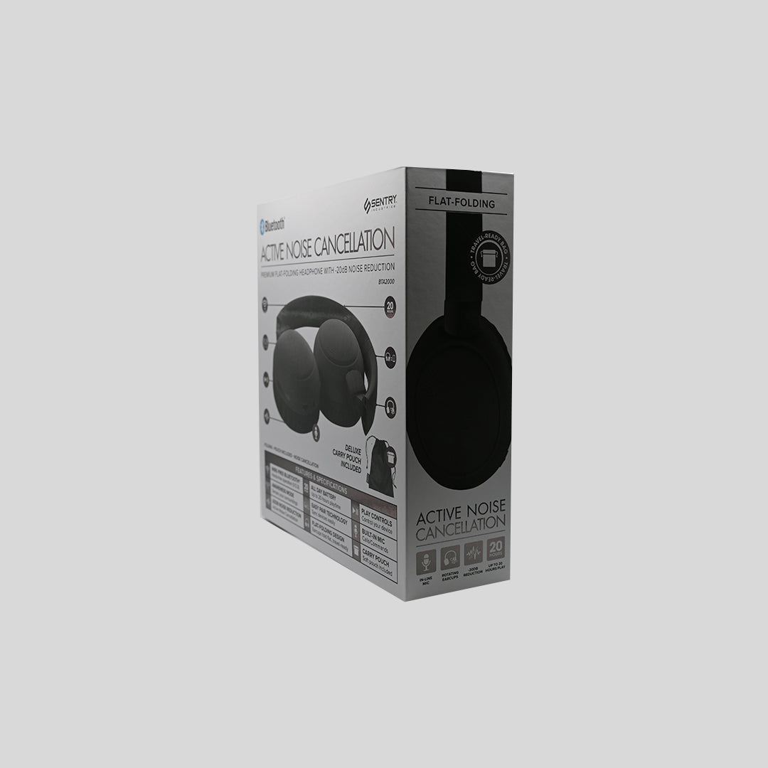 Sentry BTA2000 black ANC headphones packaging detail