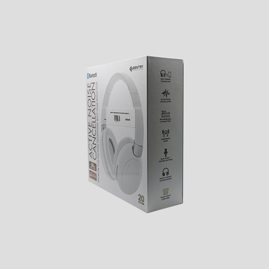 Sentry BTA2000 white ANC headphones packaging detail