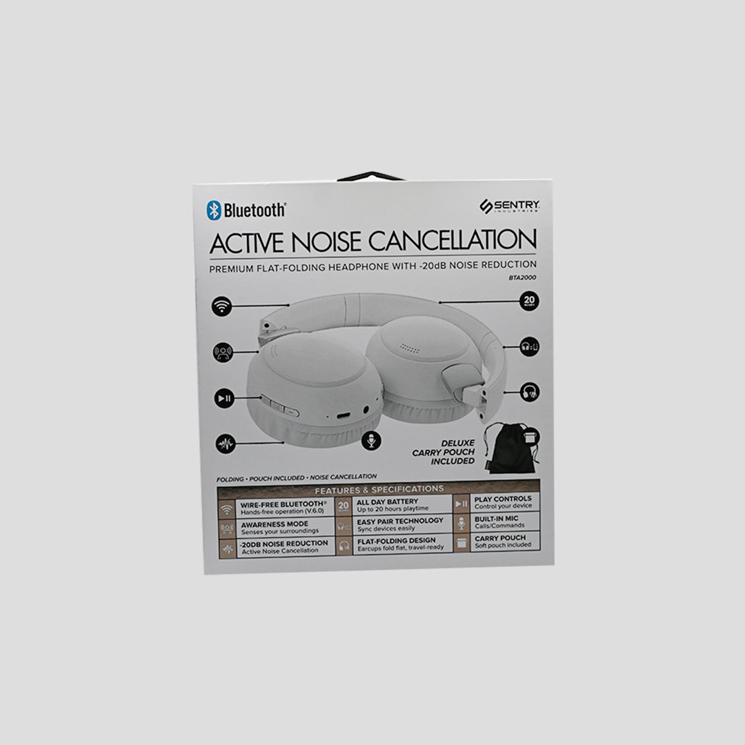 Sentry BTA2000 white ANC headphones packaging detail