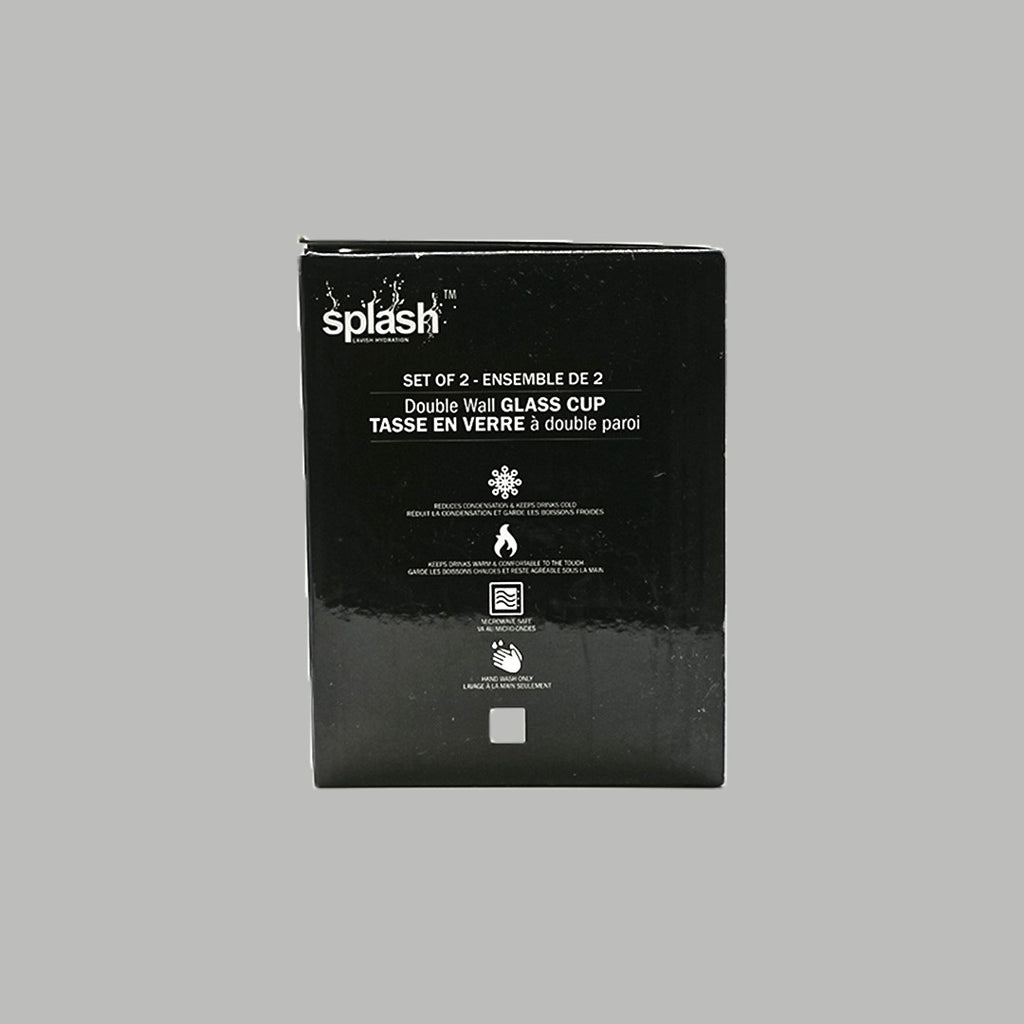 Splash double-wall glass cups 350 mL set of two — box side