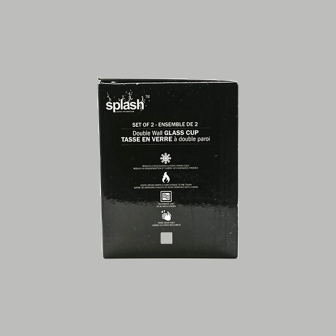 Splash double-wall glass cups 350 mL set of two — box side