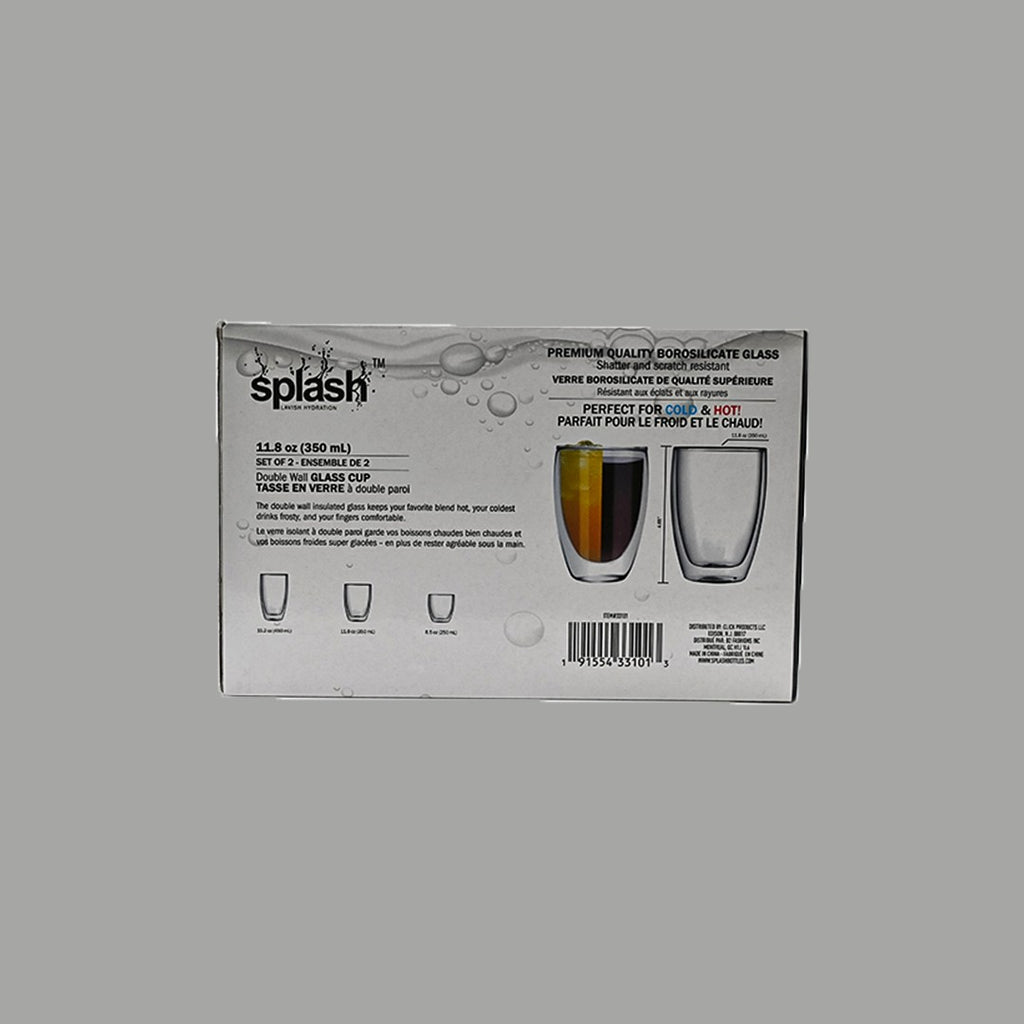 Splash double-wall glass cups 350 mL set of two — box back