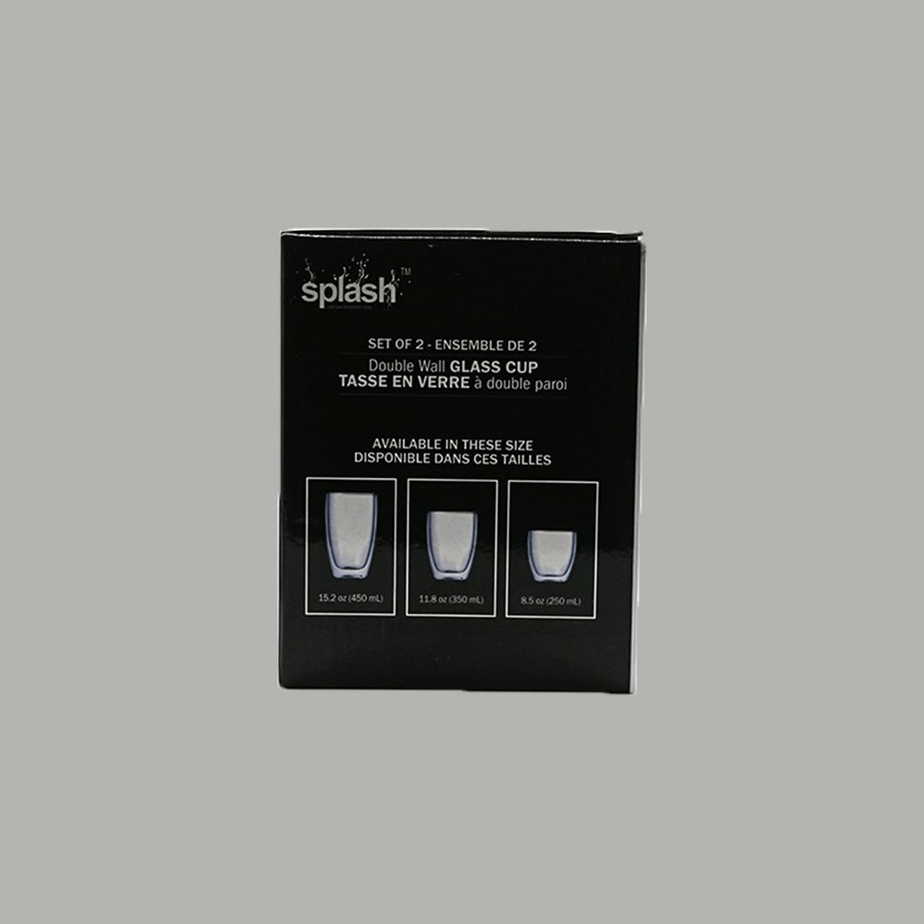 Splash double-wall glass cups 350 mL set of two — box side