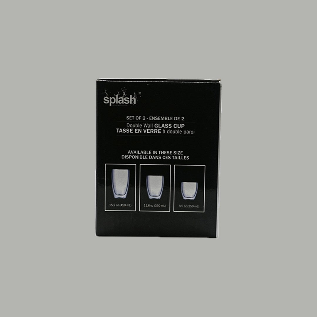 Splash double-wall glass cups 350 mL set of two — box side