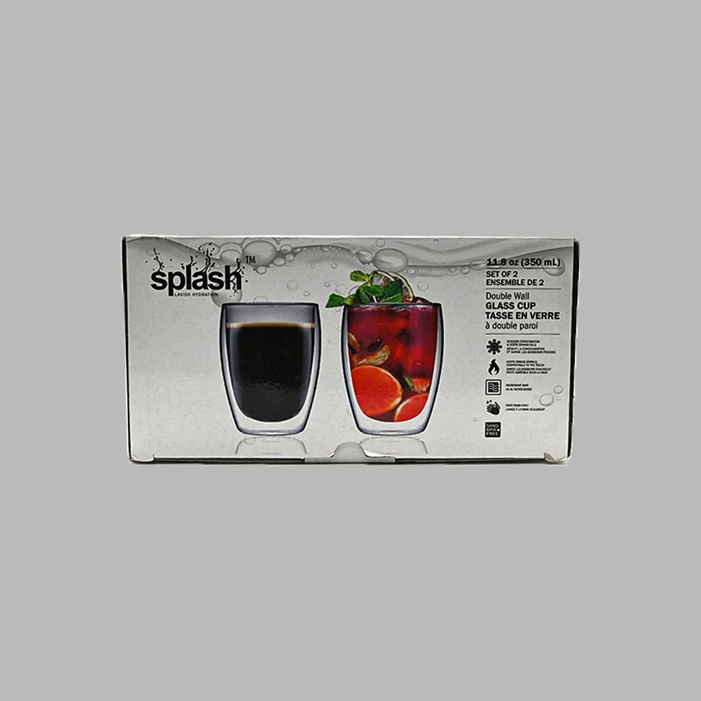 Splash double-wall glass cups 350 mL set of two — box front